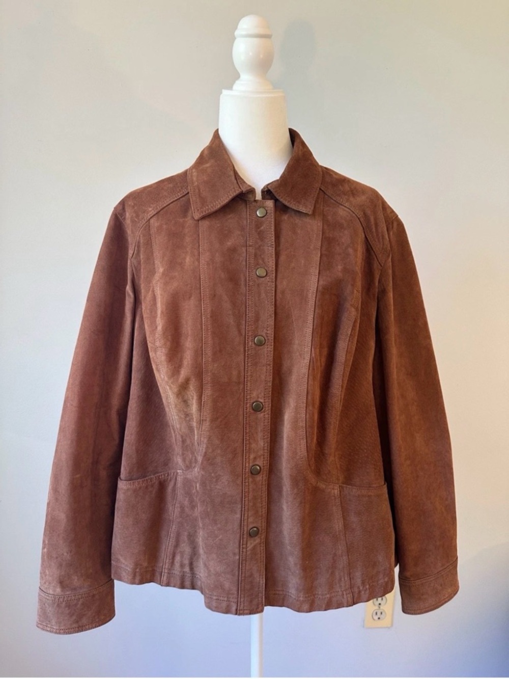 Coldwater Creek Women’s Brown Suede Leather Jacket Size Large Western Boho
